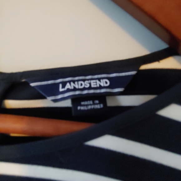 Land's End Navy Blue & White Stripped Shift Dress. - Picture 4 of 12